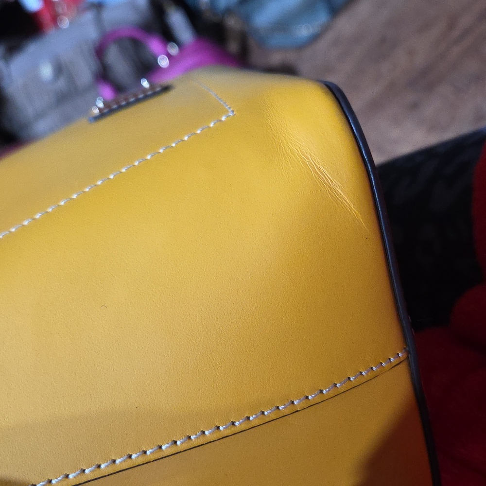 Dooney & Bourke Beacon Domed Satchel Bag In Mustard yellow smooth leather - Picture 13 of 15